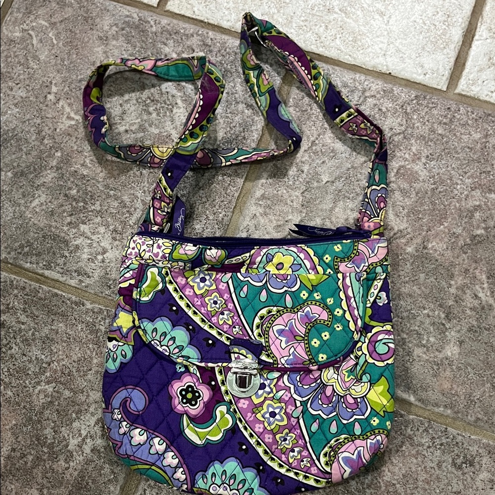 Vera Bradley Purple and Green Floral Crossbody Bag